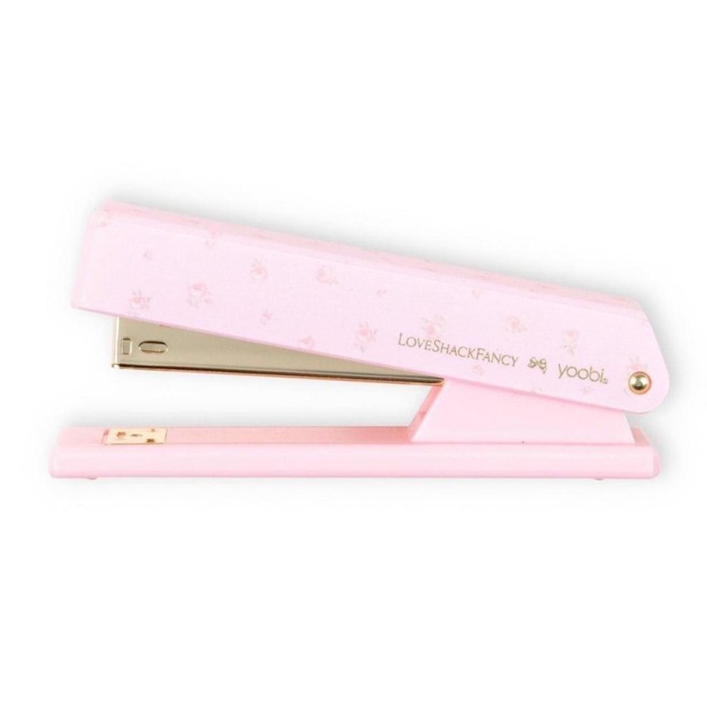 LoveShackFancy x Yoobi pink stapler with small floral print